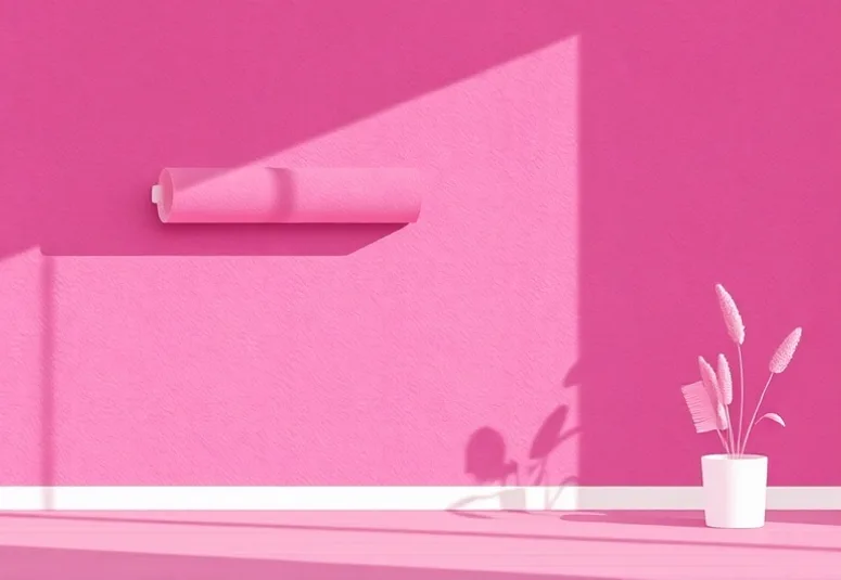 Pose de papier peint, rouleau et brosse à maroufler